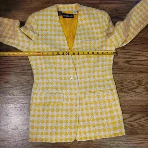 Yellow Houndstooth Vintage Anne Klein II Jacket - Picture 7 of 9